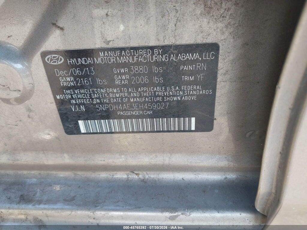 5NPDH4AE3EH459027 2014 HYUNDAI ELANTRA photo no. 9