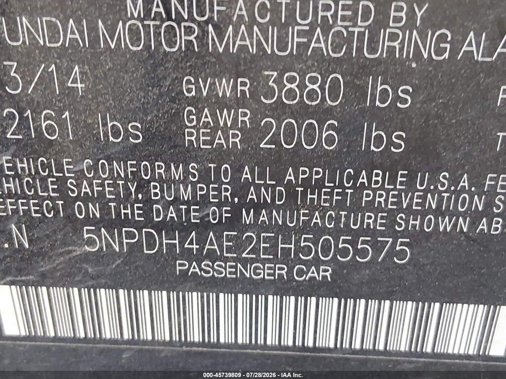5NPDH4AE2EH505575 2014 HYUNDAI ELANTRA photo no. 9