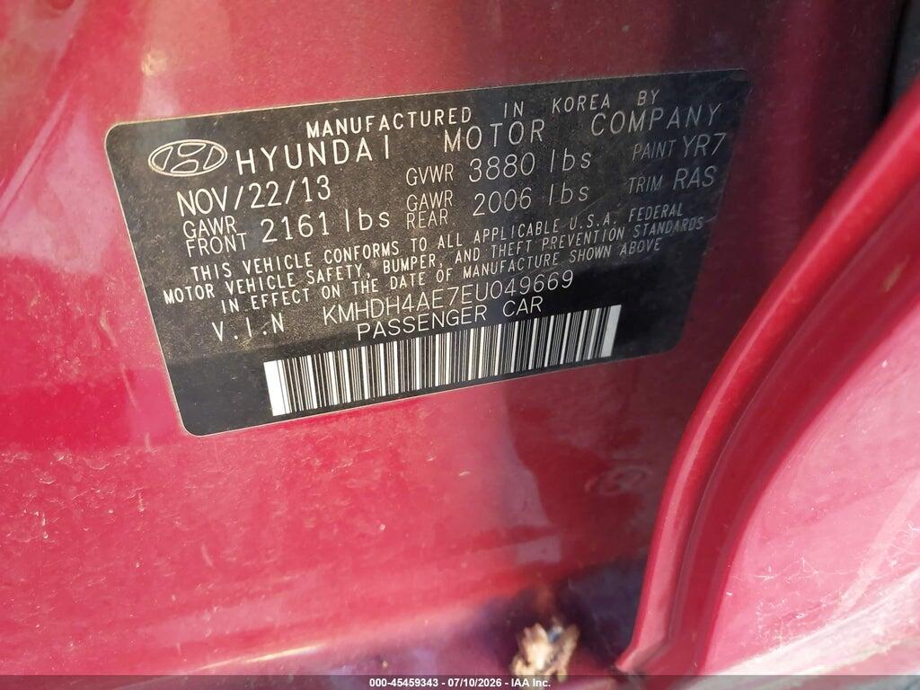 KMHDH4AE7EU049669 2014 HYUNDAI ELANTRA photo no. 9