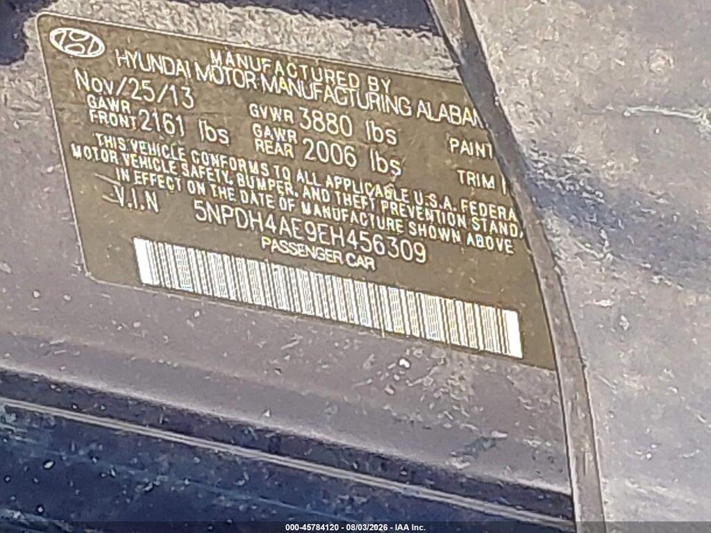 5NPDH4AE9EH456309 2014 HYUNDAI ELANTRA photo no. 9