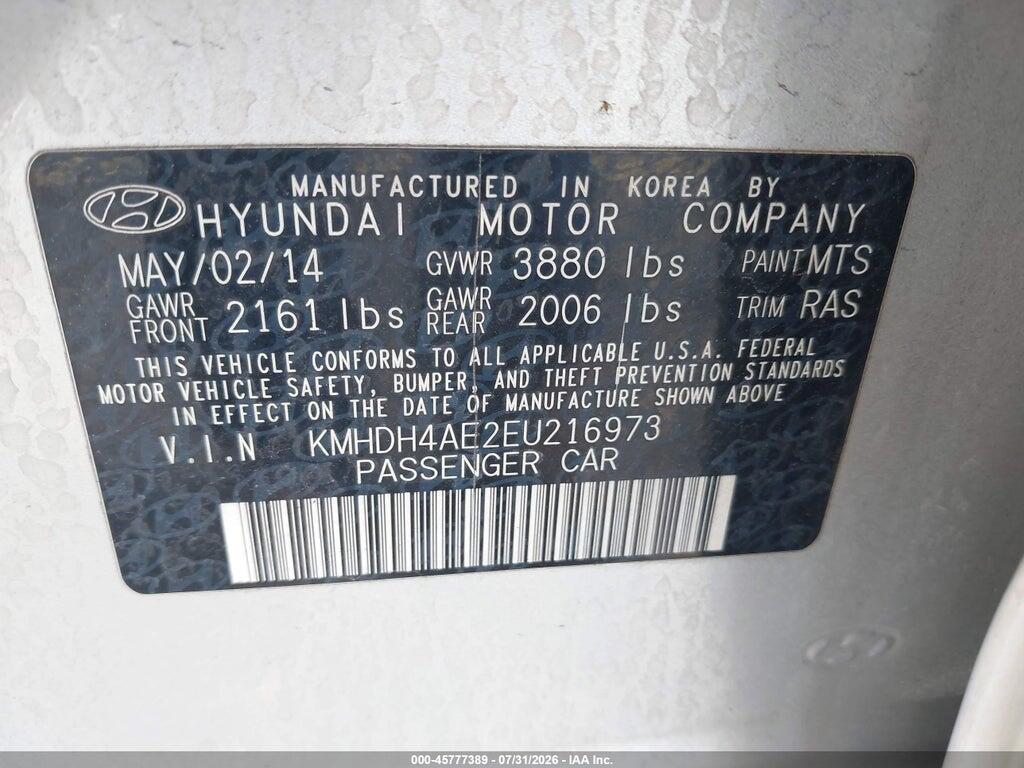 KMHDH4AE2EU216973 2014 HYUNDAI ELANTRA photo no. 9