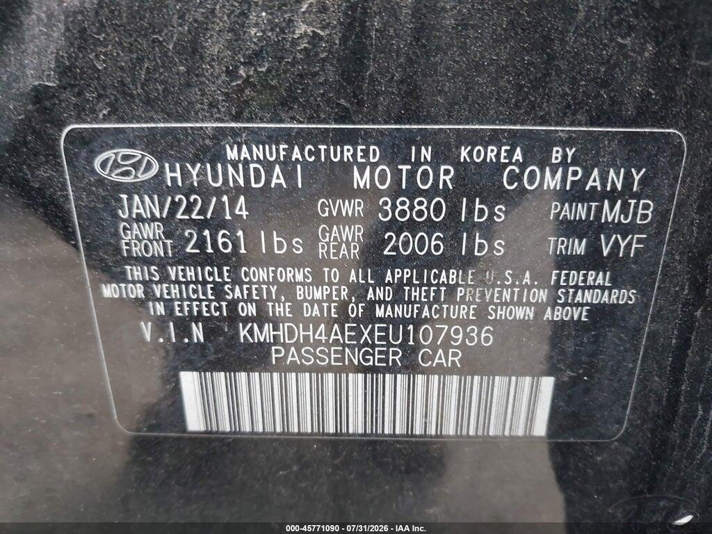 KMHDH4AEXEU107936 2014 HYUNDAI ELANTRA photo no. 9