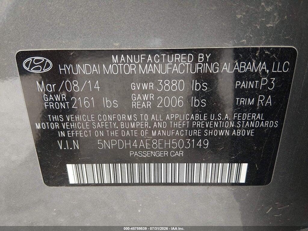 5NPDH4AE8EH503149 2014 HYUNDAI ELANTRA photo no. 9