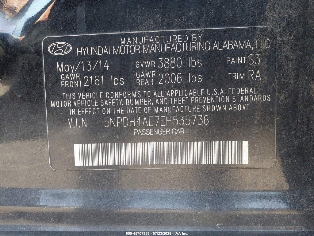 5NPDH4AE7EH535736 2014 HYUNDAI ELANTRA photo no. 9