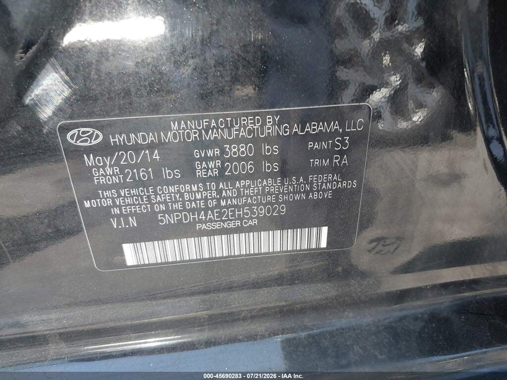 5NPDH4AE2EH539029 2014 HYUNDAI ELANTRA photo no. 9