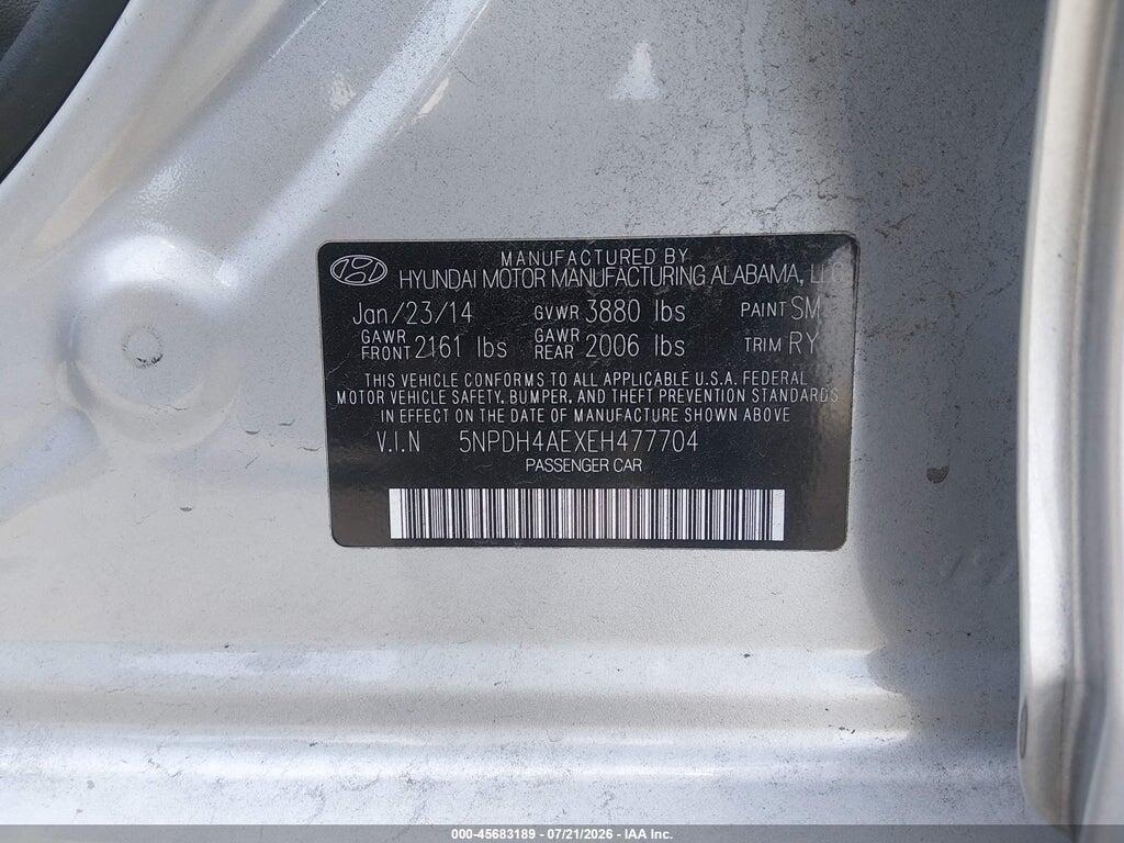 5NPDH4AEXEH477704 2014 HYUNDAI ELANTRA photo no. 9