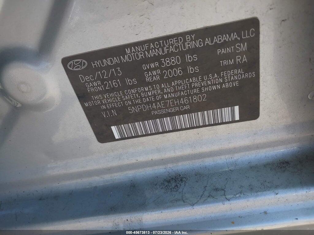 5NPDH4AE7EH461802 2014 HYUNDAI ELANTRA photo no. 9
