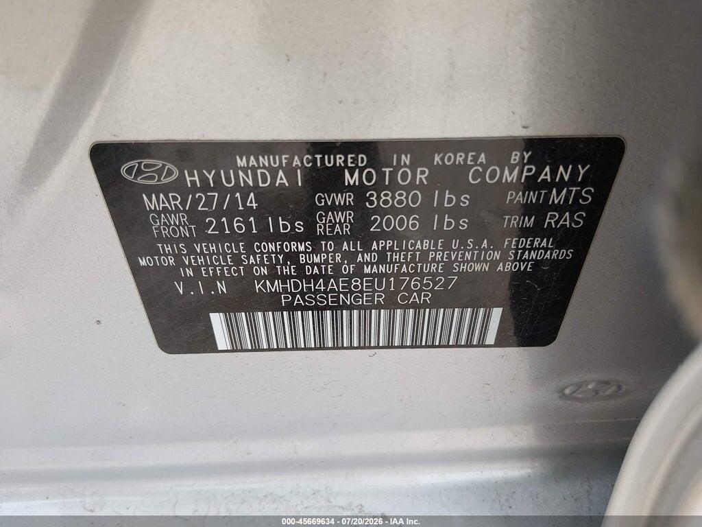 KMHDH4AE8EU176527 2014 HYUNDAI ELANTRA photo no. 9