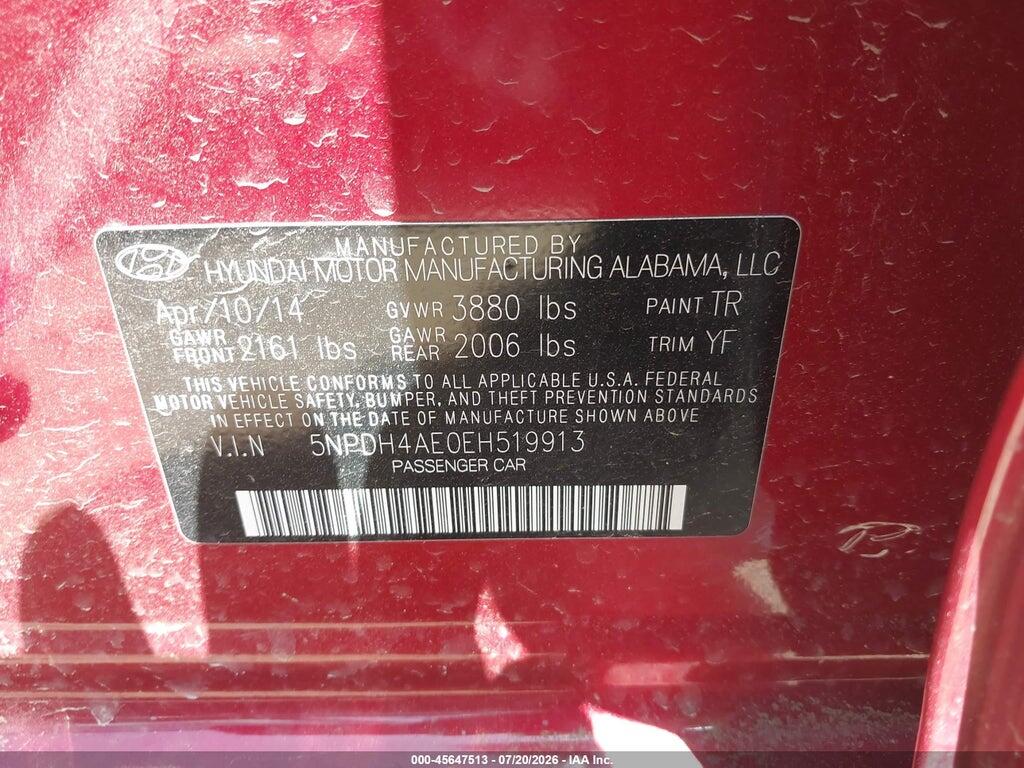 5NPDH4AE0EH519913 2014 HYUNDAI ELANTRA photo no. 9