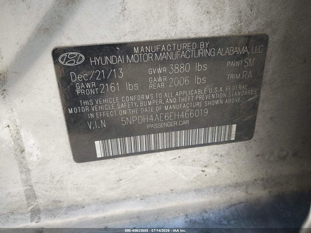 5NPDH4AE6EH466019 2014 HYUNDAI ELANTRA photo no. 9