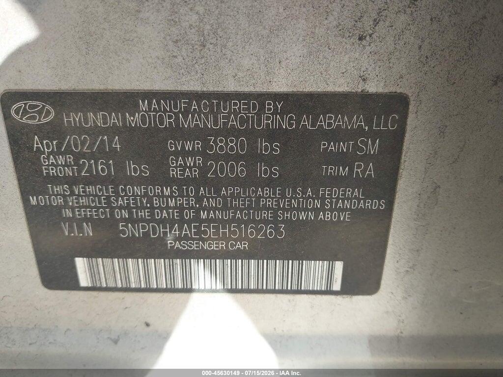 5NPDH4AE5EH516263 2014 HYUNDAI ELANTRA photo no. 9