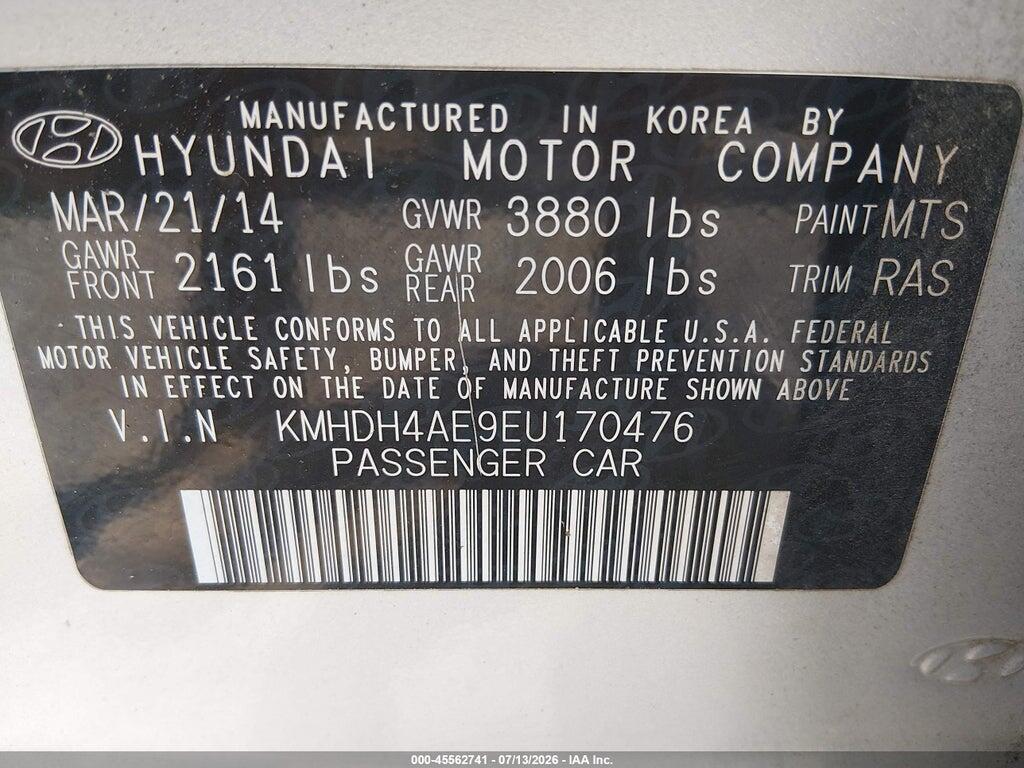 KMHDH4AE9EU170476 2014 HYUNDAI ELANTRA photo no. 9