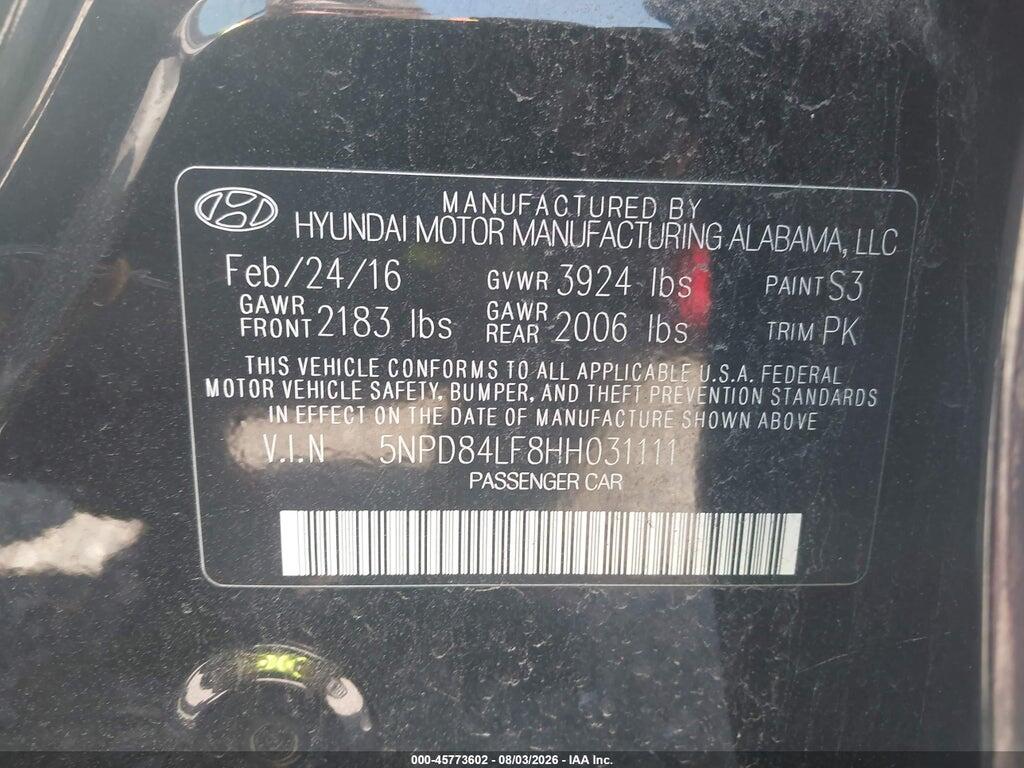 5NPD84LF8HH031111 2017 HYUNDAI ELANTRA photo no. 9