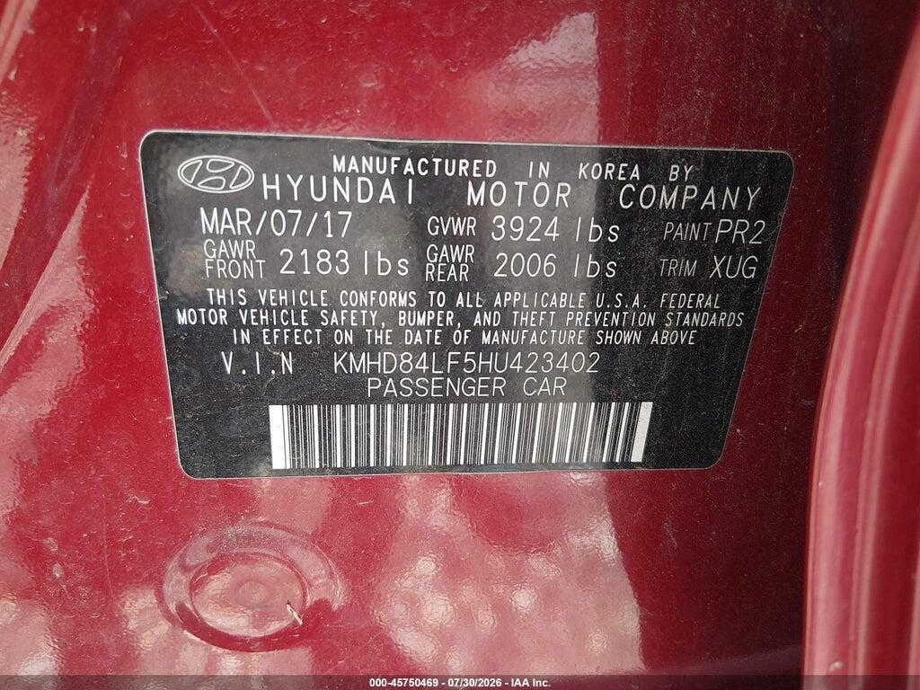 KMHD84LF5HU423402 2017 HYUNDAI ELANTRA photo no. 9