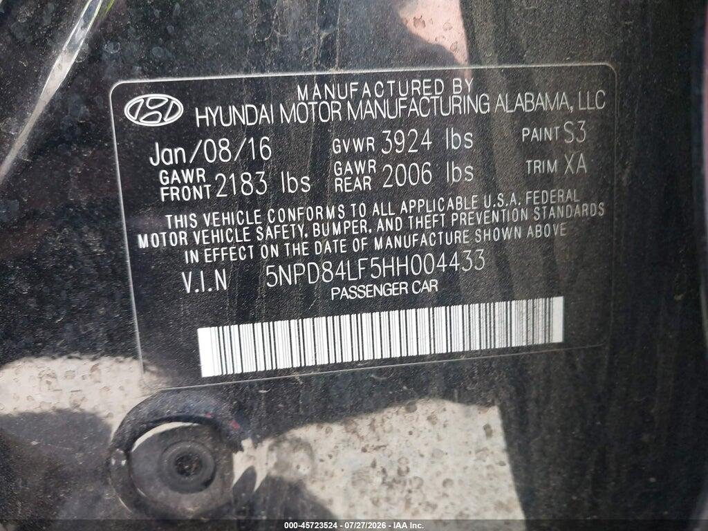 5NPD84LF5HH004433 2017 HYUNDAI ELANTRA photo no. 9