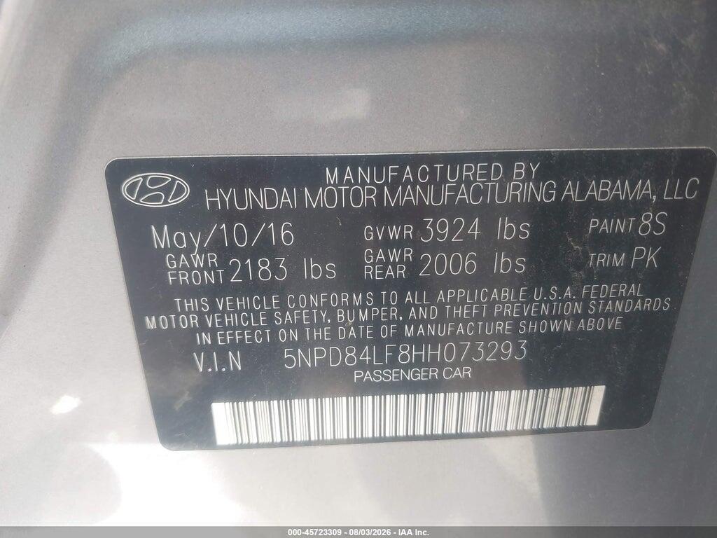 5NPD84LF8HH073293 2017 HYUNDAI ELANTRA photo no. 9