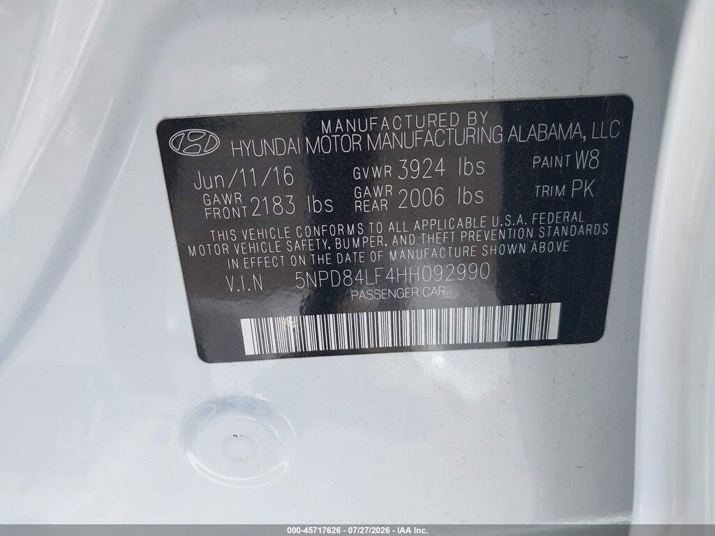 5NPD84LF4HH092990 2017 HYUNDAI ELANTRA photo no. 9