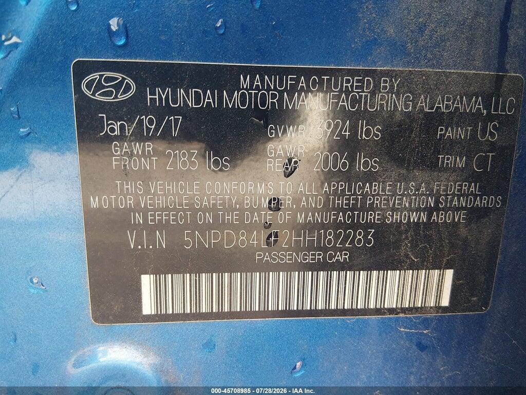 5NPD84LF2HH182283 2017 HYUNDAI ELANTRA photo no. 9