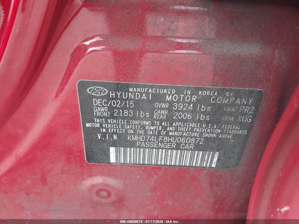 KMHD74LF8HU060872 2017 HYUNDAI ELANTRA photo no. 9