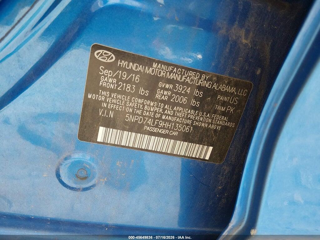 5NPD74LF9HH135061 2017 HYUNDAI ELANTRA photo no. 9