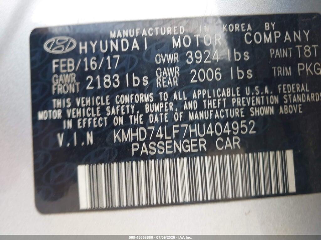 KMHD74LF7HU404952 2017 HYUNDAI ELANTRA photo no. 9