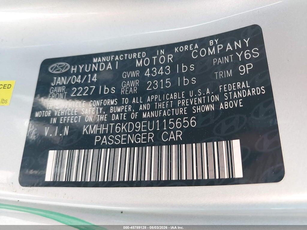 KMHHT6KD9EU115656 2014 HYUNDAI GENESIS photo no. 9