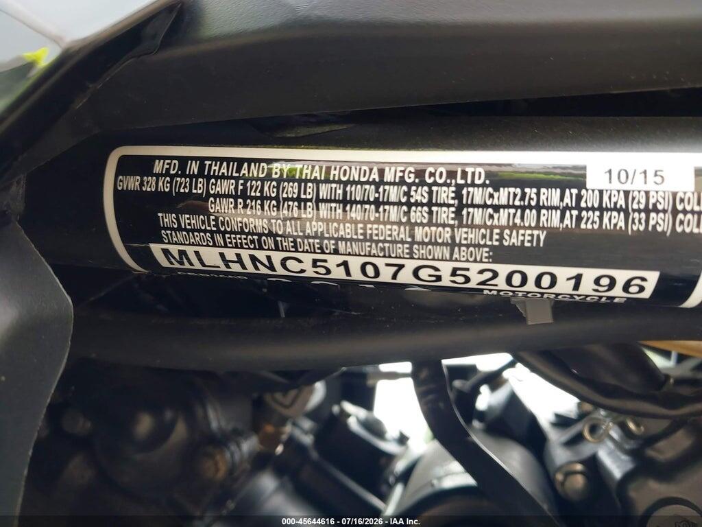 MLHNC5107G5200196 2016 HONDA CBR300 photo no. 10