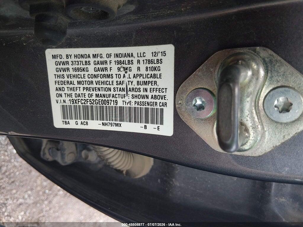 19XFC2F52GE009719 2016 HONDA CIVIC photo no. 9