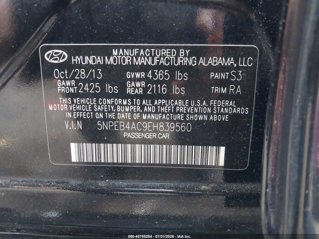 5NPEB4AC9EH839560 2014 HYUNDAI SONATA photo no. 9