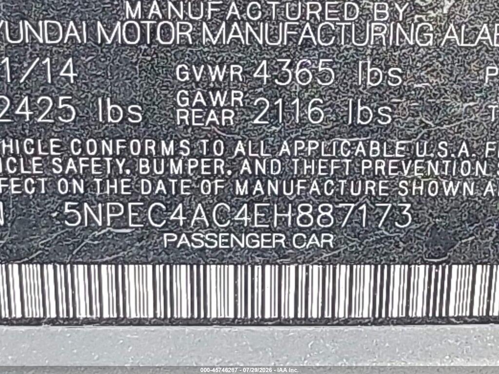 5NPEC4AC4EH887173 2014 HYUNDAI SONATA photo no. 9
