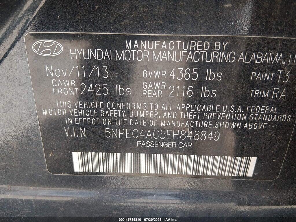 5NPEC4AC5EH848849 2014 HYUNDAI SONATA photo no. 9
