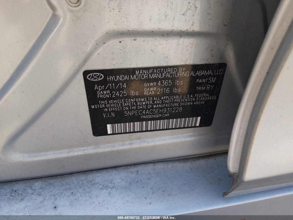 5NPEC4AC5EH931228 2014 HYUNDAI SONATA photo no. 9