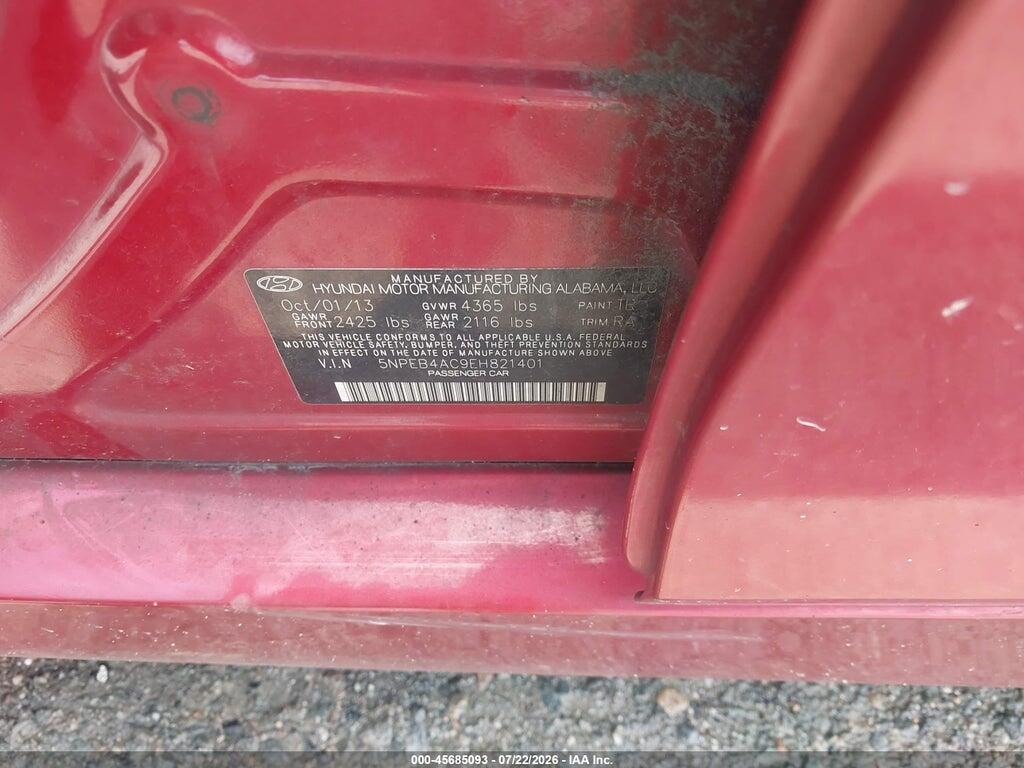 5NPEB4AC9EH821401 2014 HYUNDAI SONATA photo no. 9