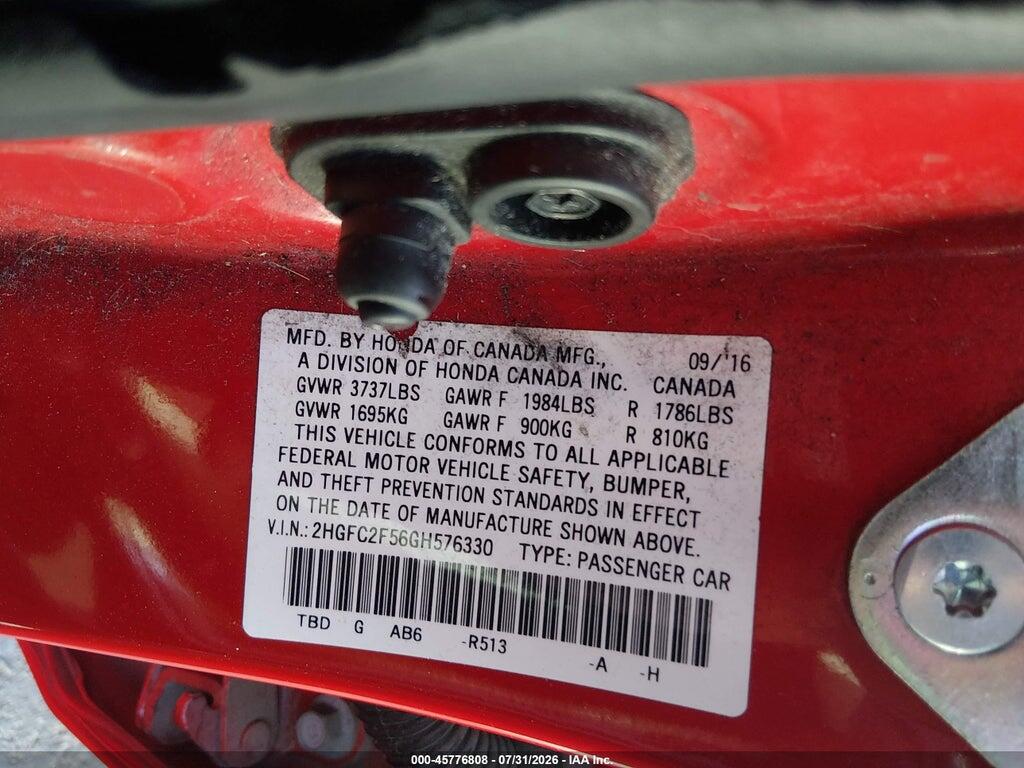 2HGFC2F56GH576330 2016 HONDA CIVIC photo no. 8