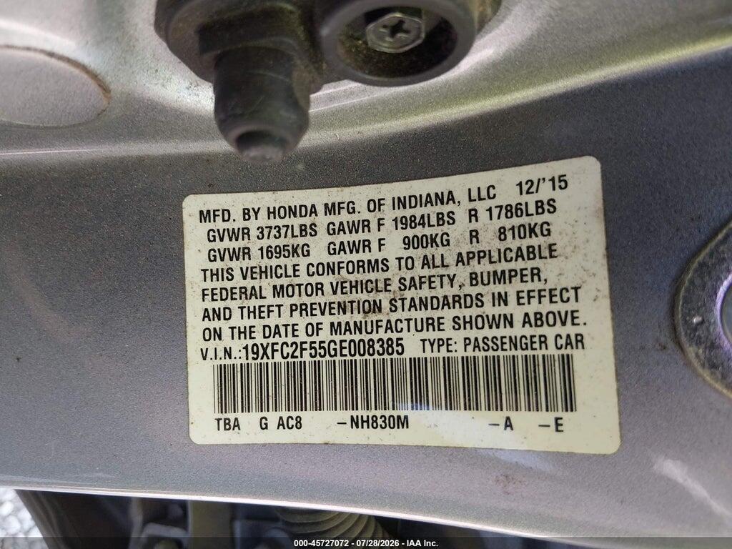 19XFC2F55GE008385 2016 HONDA CIVIC photo no. 9