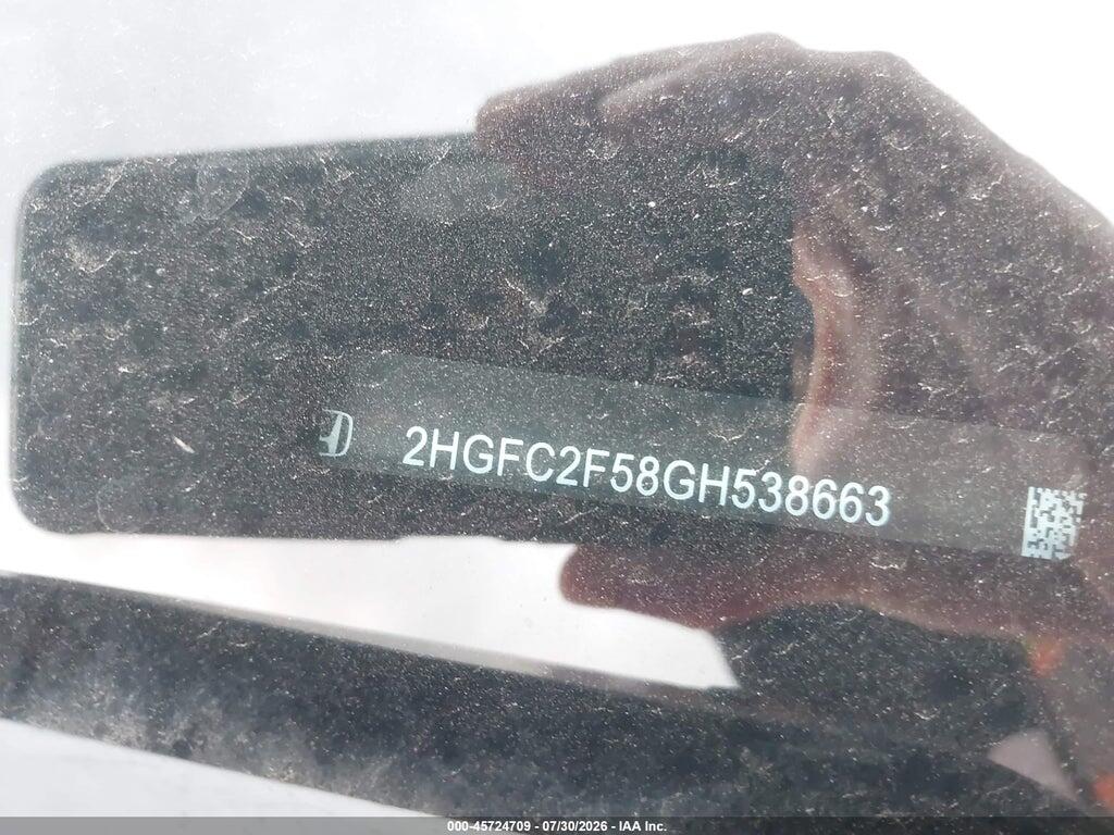 2HGFC2F58GH538663 2016 HONDA CIVIC photo no. 9