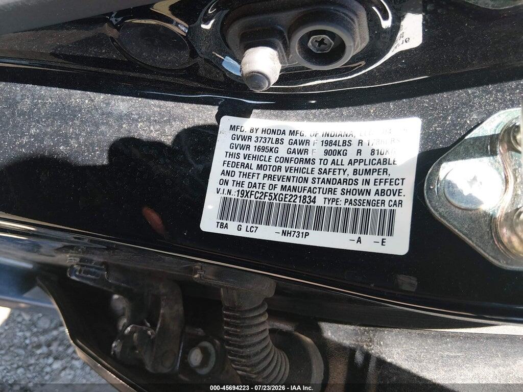 19XFC2F5XGE221834 2016 HONDA CIVIC photo no. 9