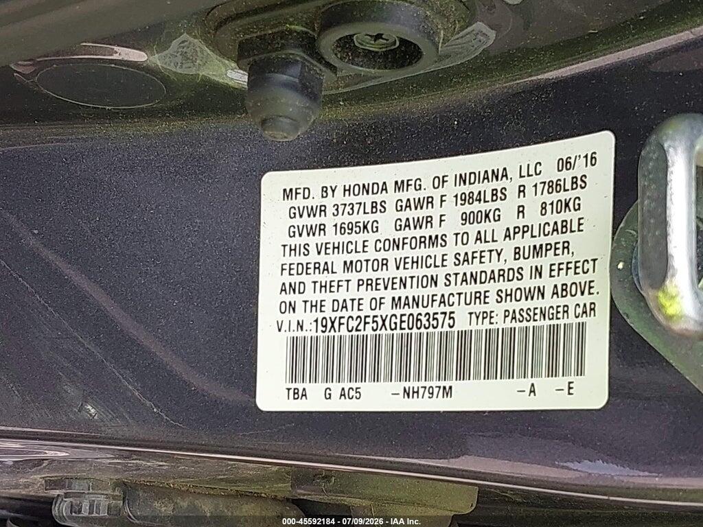 19XFC2F5XGE063575 2016 HONDA CIVIC photo no. 9
