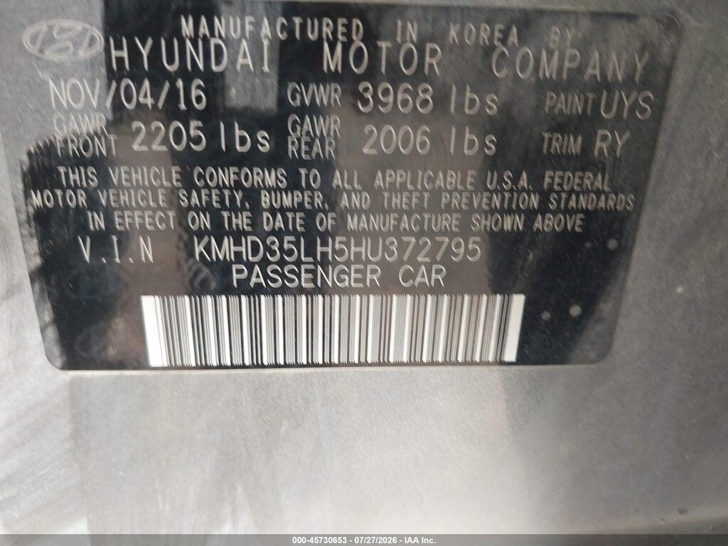 KMHD35LH5HU372795 2017 HYUNDAI ELANTRA GT photo no. 9
