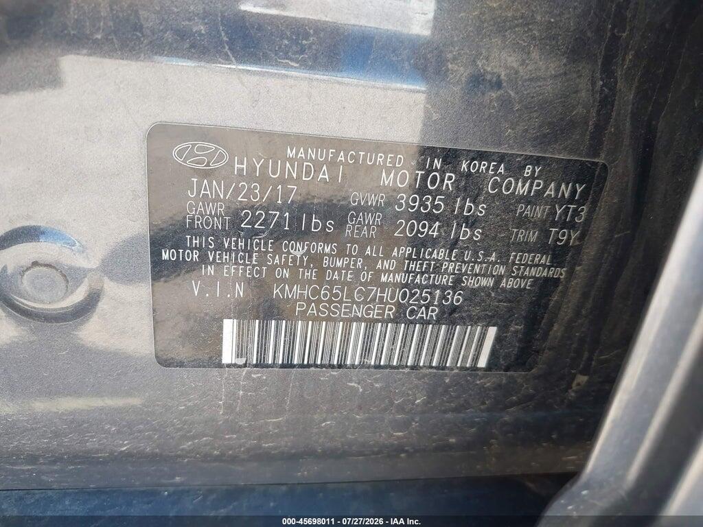 KMHC65LC7HU025136 2017 HYUNDAI IONIQ HYBRID photo no. 9