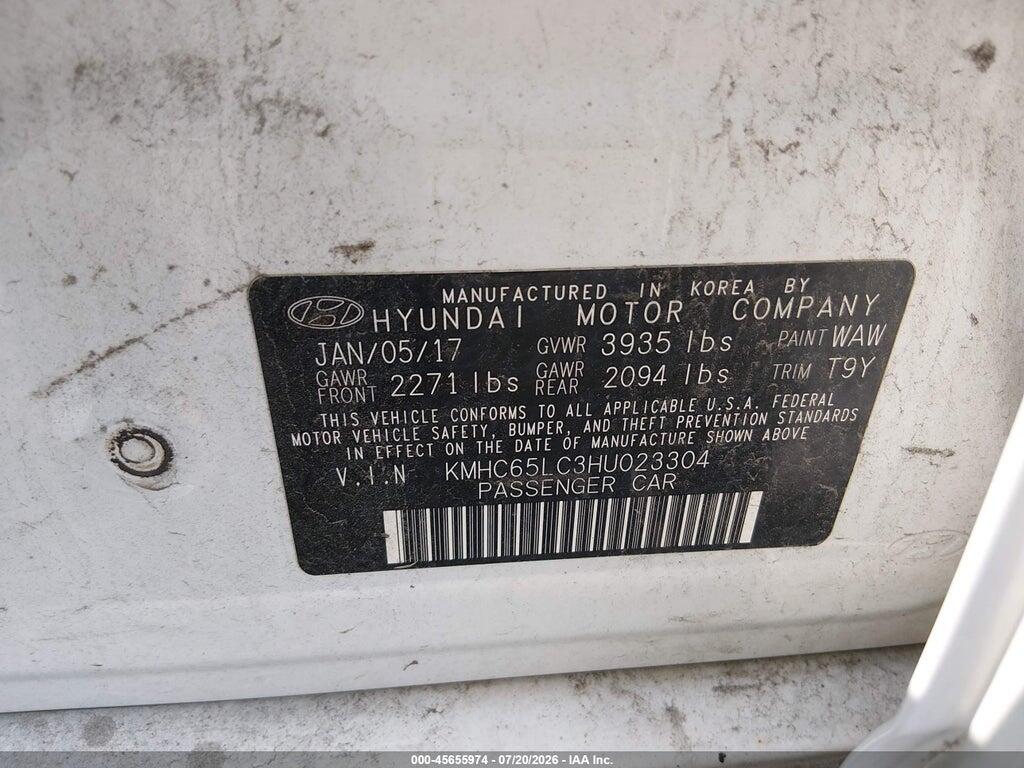 KMHC65LC3HU023304 2017 HYUNDAI IONIQ HYBRID photo no. 9