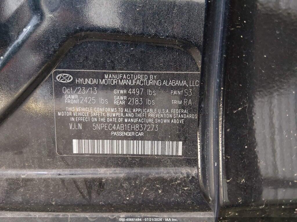 5NPEC4AB1EH837273 2014 HYUNDAI SONATA photo no. 9