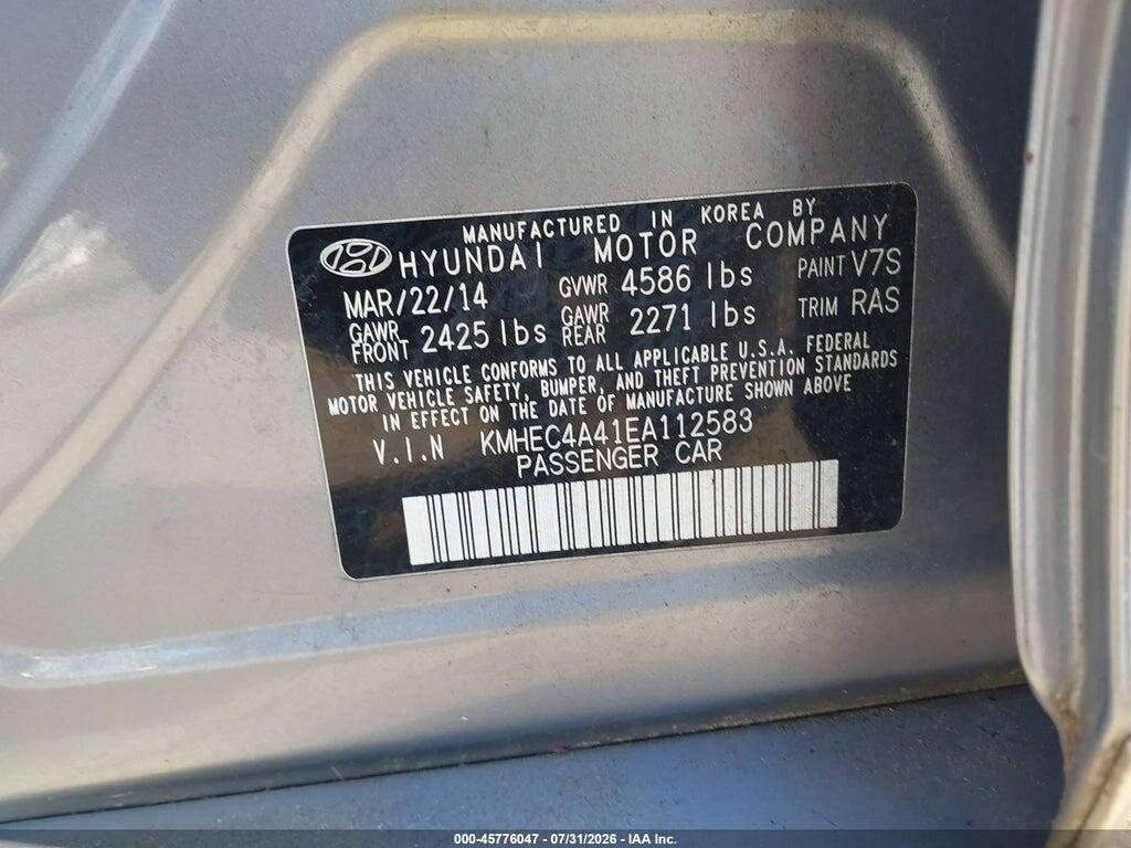 KMHEC4A41EA112583 2014 HYUNDAI SONATA HYBRID photo no. 9