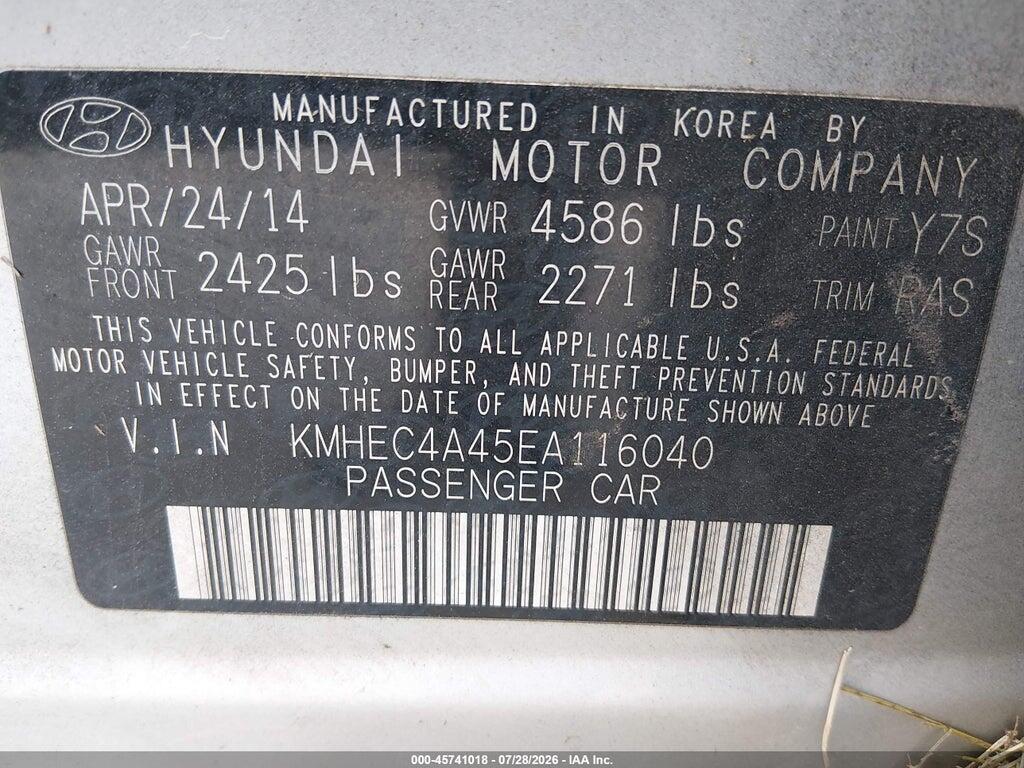 KMHEC4A45EA116040 2014 HYUNDAI SONATA HYBRID photo no. 9