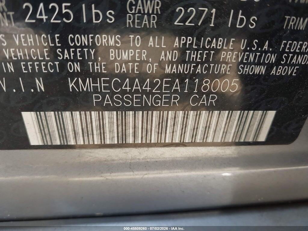 KMHEC4A42EA118005 2014 HYUNDAI SONATA HYBRID photo no. 9