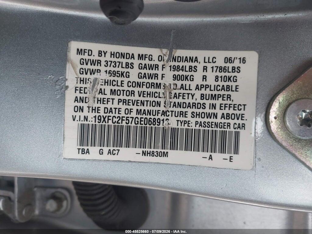 19XFC2F57GE068913 2016 HONDA CIVIC photo no. 9