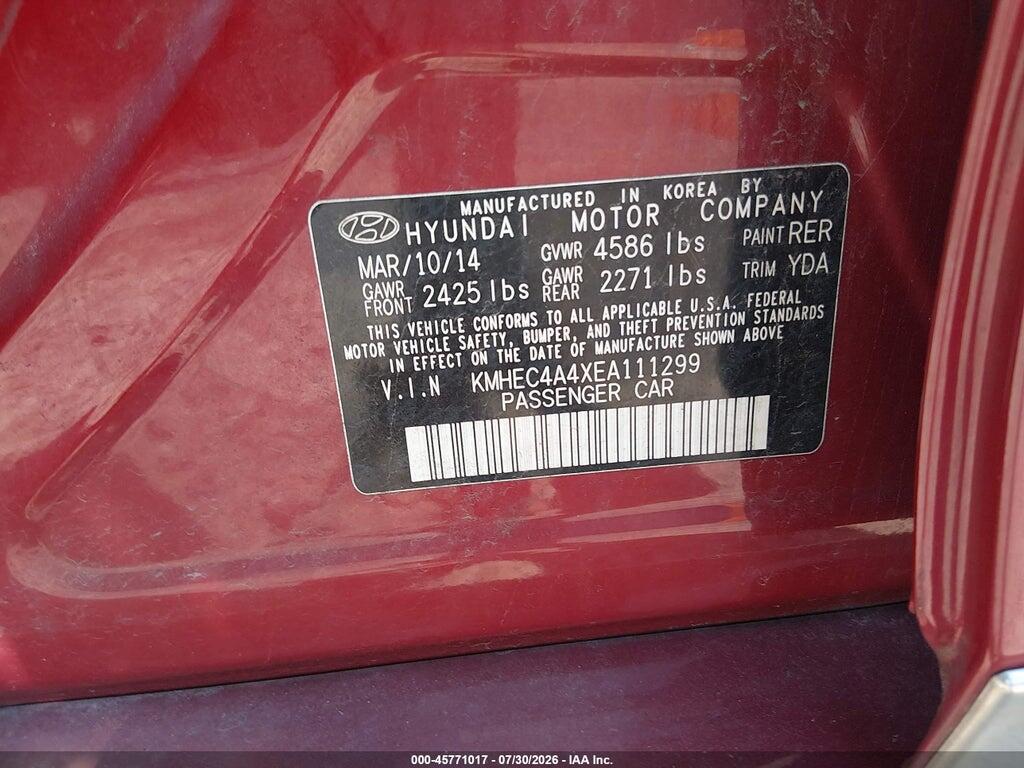 KMHEC4A4XEA111299 2014 HYUNDAI SONATA HYBRID photo no. 9
