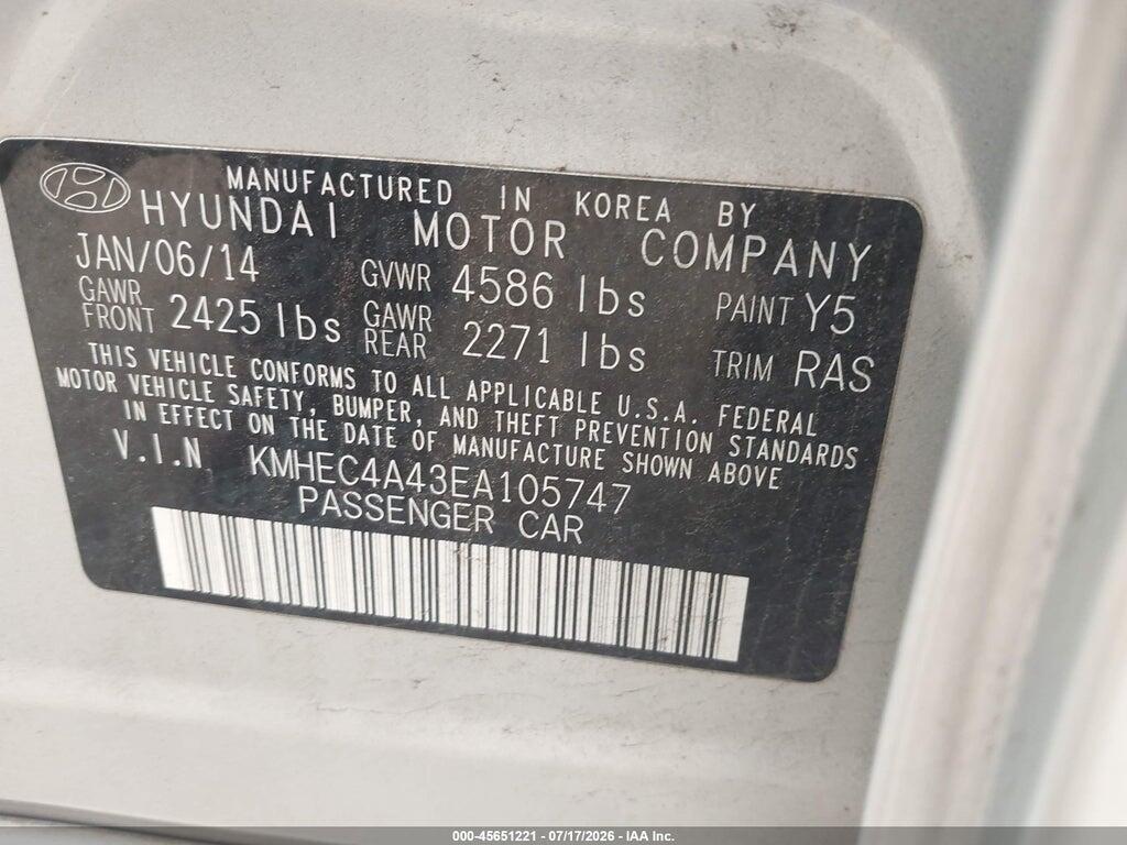 KMHEC4A43EA105747 2014 HYUNDAI SONATA HYBRID photo no. 9
