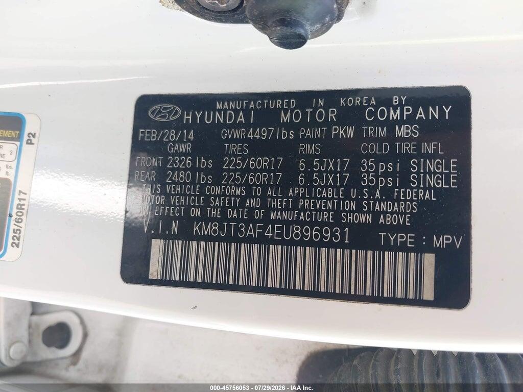 KM8JT3AF4EU896931 2014 HYUNDAI TUCSON photo no. 9