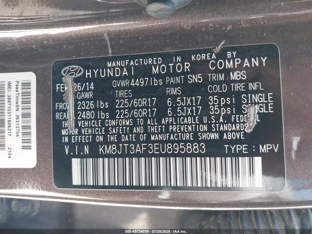 KM8JT3AF3EU895883 2014 HYUNDAI TUCSON photo no. 9